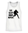 Eat Sleep Rugby Repeat Shirt – Unisex T-Shirt & Tank Top for Rugby Lovers & Players