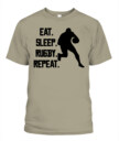 Eat Sleep Rugby Repeat Shirt – Unisex T-Shirt & Tank Top for Rugby Lovers & Players