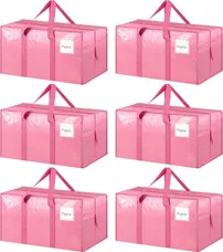 Super Durable Set of 6 Moving & Packing Bags with Sturdy Zippers.