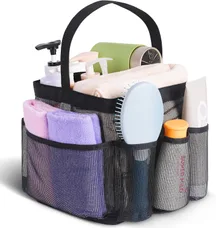Portable Mesh Shower Caddy with 8 Side Pockets and 1 Large Compartment, Large Capacity – Dormitory Essential.