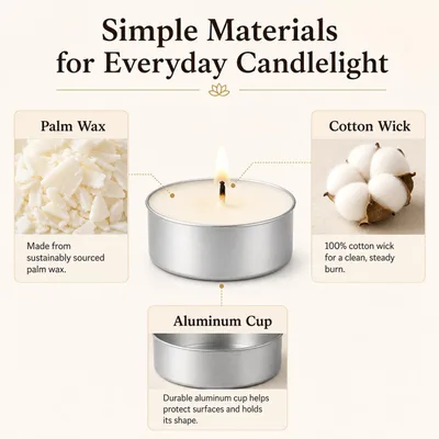 Set of Unscented Candles with a Consistent Burn Time.