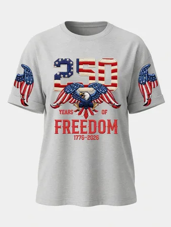 Vintage 250 Years Of Freedom American Eagle T-Shirt, USA 1776 2026 Patriotic Graphic Tee
