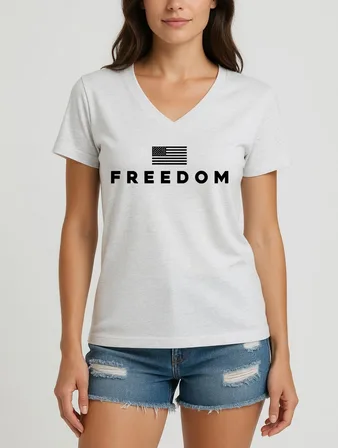 Retro White Freedom Eagle America 250 Tee, Patriotic 1776-2026 Bald Eagle V-Neck T-Shirt