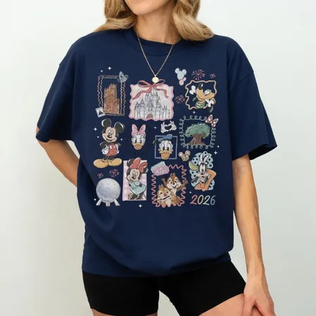 Retro Cartoon Collage Graphic T-Shirt 2026, Castle Theme Unisex Cotton Tee