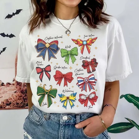 Superhero Bow Graphic Oversized T-Shirt – Cute Comic Inspired Unisex Tee