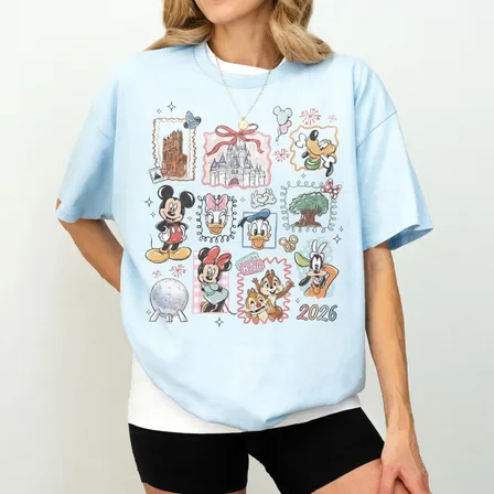 Retro Cartoon Collage Graphic T-Shirt 2026, Castle Theme Unisex Cotton Tee