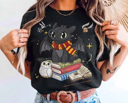 Cute Dragon Graphic Oversized T-Shirt – Fantasy Book Lover Unisex Tee