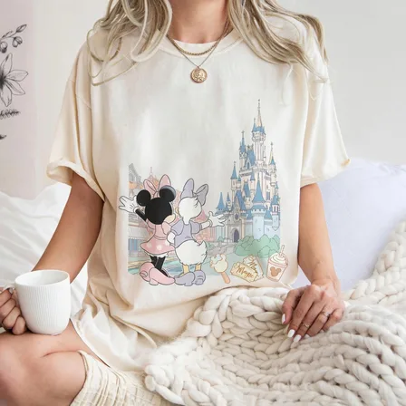 Vintage Main Street Graphic T-Shirt, Retro Castle Style Unisex Cotton Tee