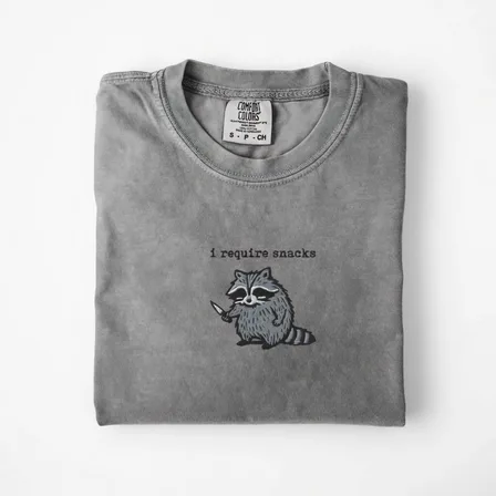 I Require Snacks Raccoon Shirt, Funny Animal Graphic Tee, Cozy Unisex T-Shirt