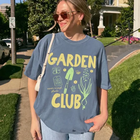 Vintage Garden Club Graphic Tee, Retro Plant Lover Shirt, Cute Gardening Unisex Cotton T-Shirt