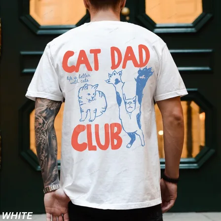 Vintage Cat Dad Club Graphic Tee, Retro Cat Lover Shirt, Funny Pet Dad Unisex Cotton T-Shirt