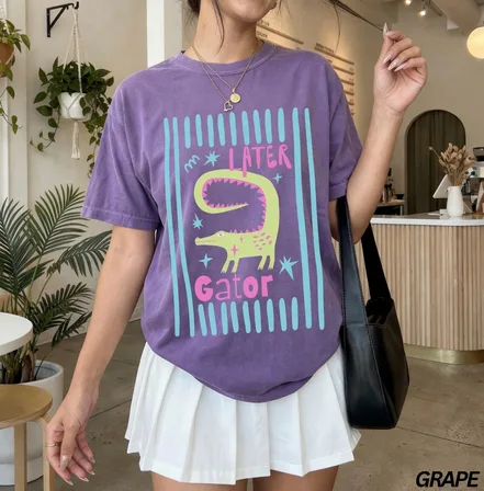 Vintage Later Gator Graphic Tee, Retro Alligator Shirt, Cute Reptile Unisex Cotton T-Shirt