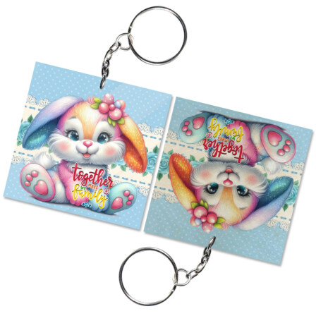 Bunny Mica Keychain - Cute Animal Lover Gift, Durable & Lightweight