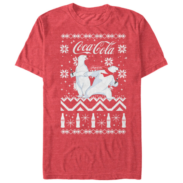 Men's Coca Cola Ugly Christmas Polar Bear  Adult T-Shirt