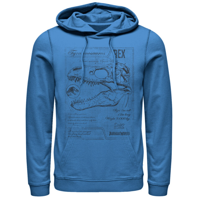 Men's Jurassic World: Fallen Kingdom T. Rex Schematics  Adult Pull Over Hoodie