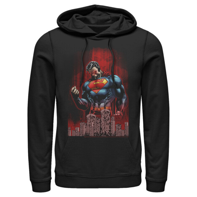 Men's Superman Hero Streaks  Adult Pull Over Hoodie