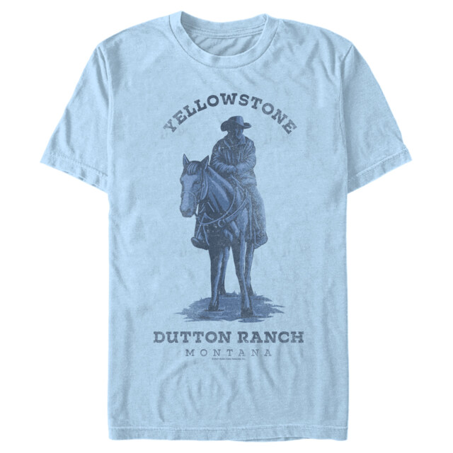 Men's Yellowstone Blue Realistic John Dutton Riding Horse  Adult T-Shirt