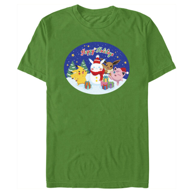 Men's Pokemon Christmas Happy Holidays Snowman  Adult T-Shirt