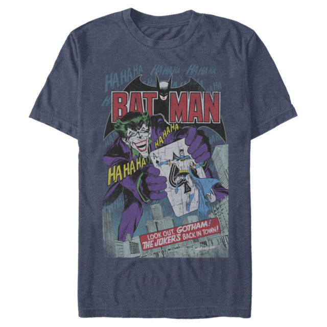 Men's Batman Joker Vintage Card  Adult T-Shirt