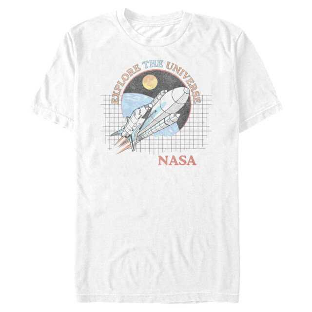 Men's NASA Explore The Universe Rocket Retro Logo  Adult T-Shirt