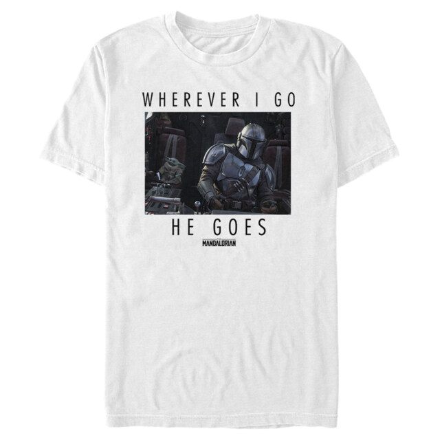 Men's Star Wars: The Mandalorian Wherever I Go He Goes  Adult T-Shirt