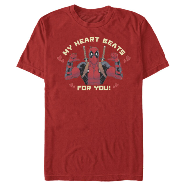 Men's Marvel Deadpool My Heart Beats For You  Adult T-Shirt