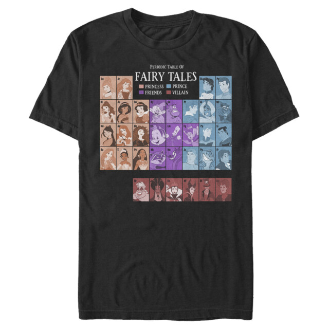 Men's Disney Princesses Periodic Table  Adult T-Shirt