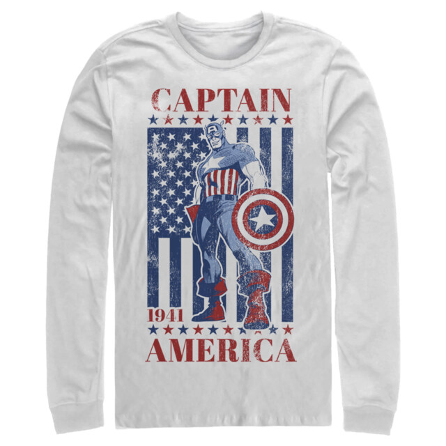 Men's Marvel Captain America Flag 1941  Adult Long Sleeve Shirt