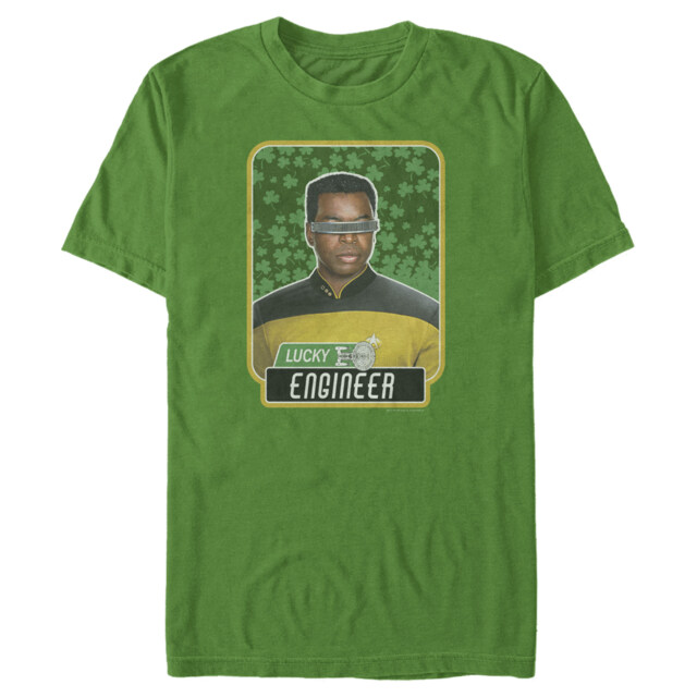 Men's Star Trek: The Next Generation St. Patrick's Day Lucky Engineer La Forge  Adult T-Shirt