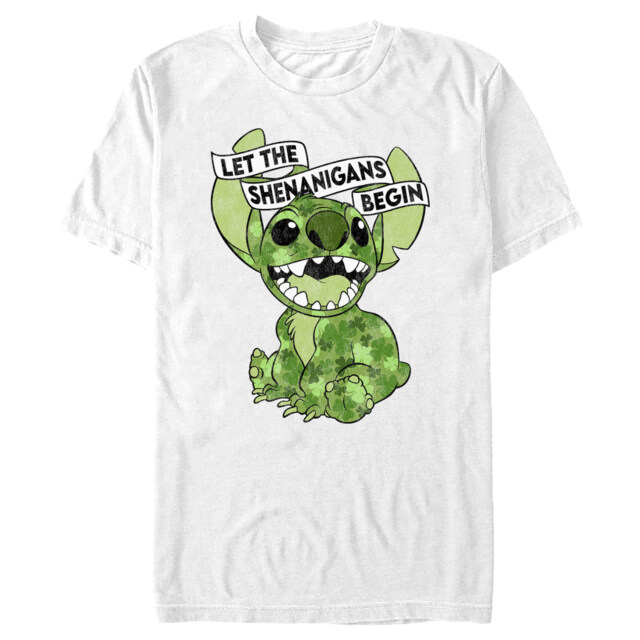 Men's Lilo & Stitch St. Patrick's Day Stitch Let the Shenanigans Begin  Adult T-Shirt