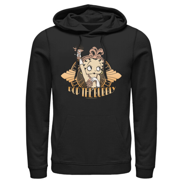 Men's Betty Boop New Year's Pop the Bubbly  Adult Pull Over Hoodie