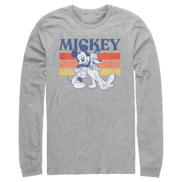 Men's Mickey & Friends Retro Pluto and Mickey Mouse  Adult Long Sleeve Shirt