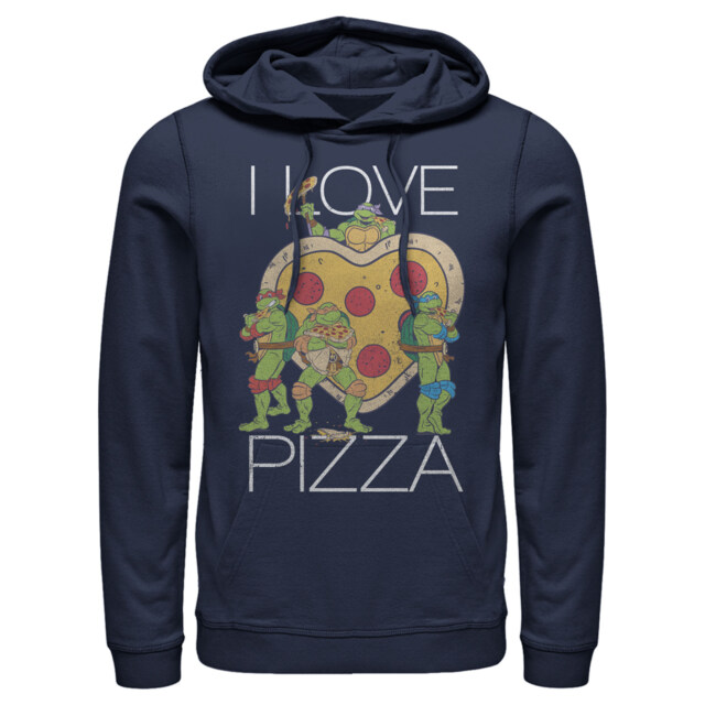Men's Teenage Mutant Ninja Turtles I Love Pizza Heart  Adult Pull Over Hoodie