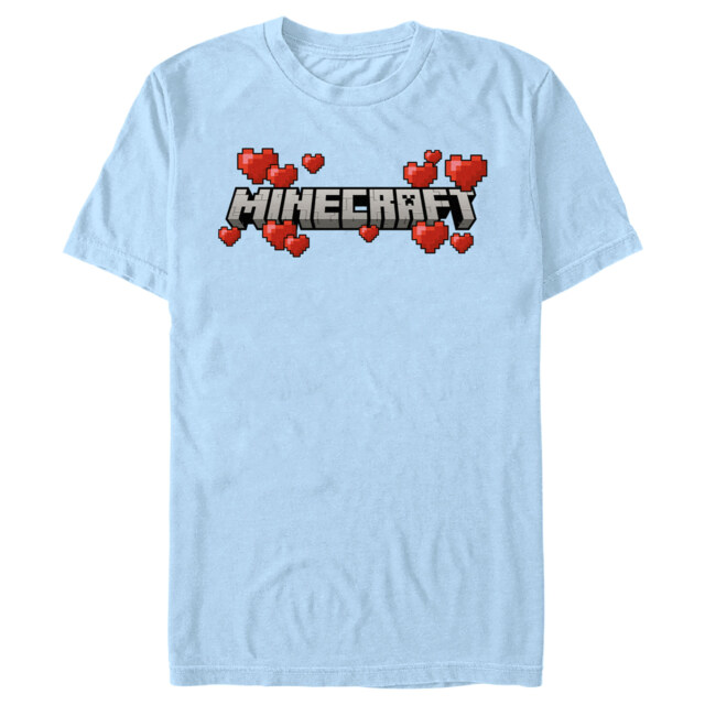 Men's Minecraft Valentine's Day Hearts Logo  Adult T-Shirt