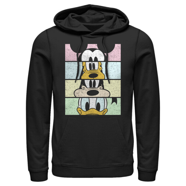 Men's Mickey & Friends Distressed Group Cropped Portraits  Adult Pull Over Hoodie