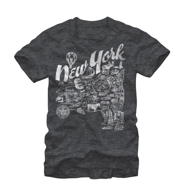 Men's Lost Gods Map of New York  Adult T-Shirt