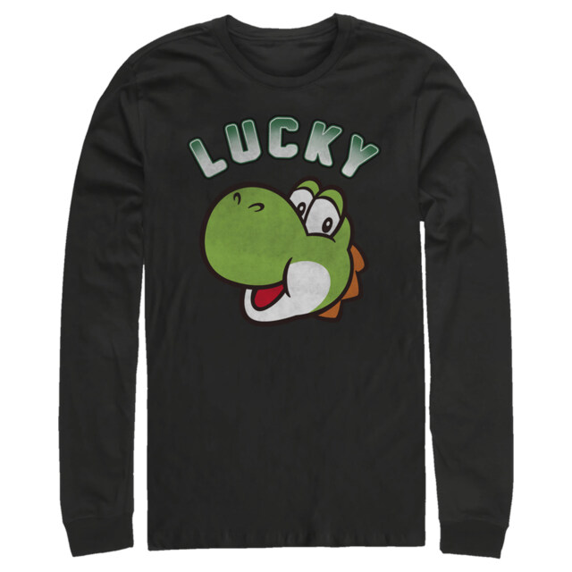 Men's Nintendo Super Mario St. Patrick's Day Lucky Yoshi  Adult Long Sleeve Shirt