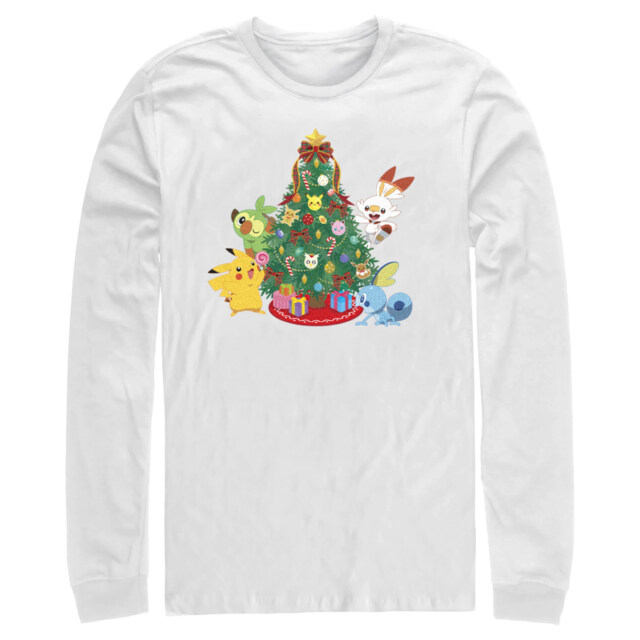 Men's Pokemon Christmas Tree Friends  Adult Long Sleeve Shirt