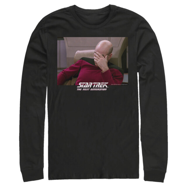 Men's Star Trek: The Next Generation Captain Picard Palm to Face Meme  Adult Long Sleeve Shirt