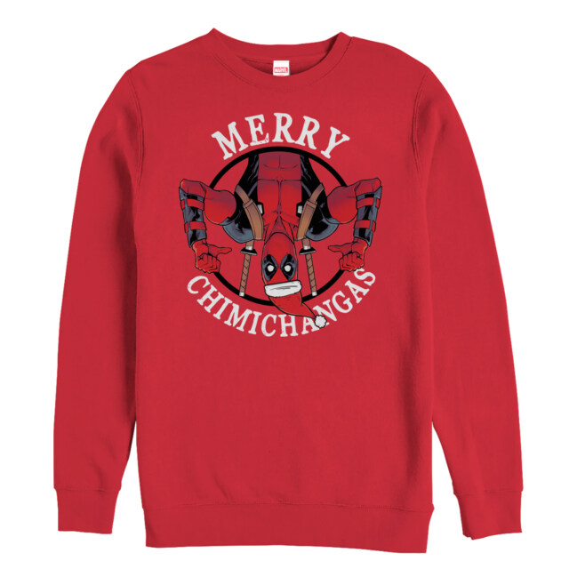 Men's Marvel Christmas Deadpool Merry Chimichangas  Adult Sweatshirt