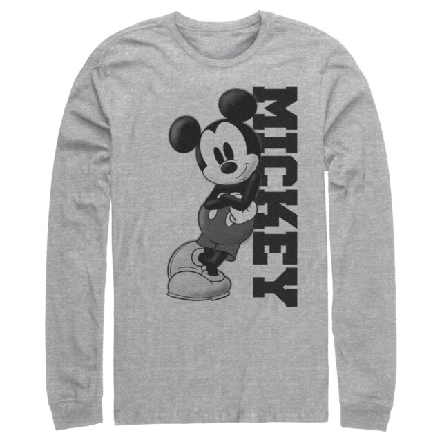 Men's Mickey & Friends Retro Leaning  Adult Long Sleeve Shirt