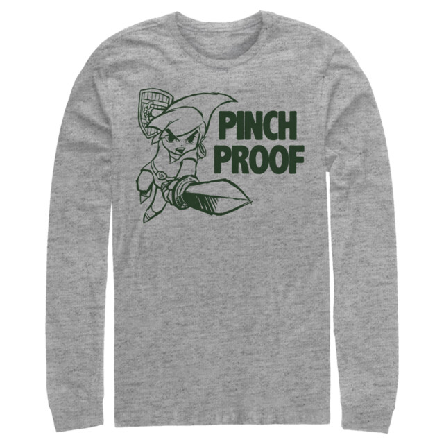 Men's Nintendo Legend of Zelda St. Patrick's Day Link Pinch Proof  Adult Long Sleeve Shirt