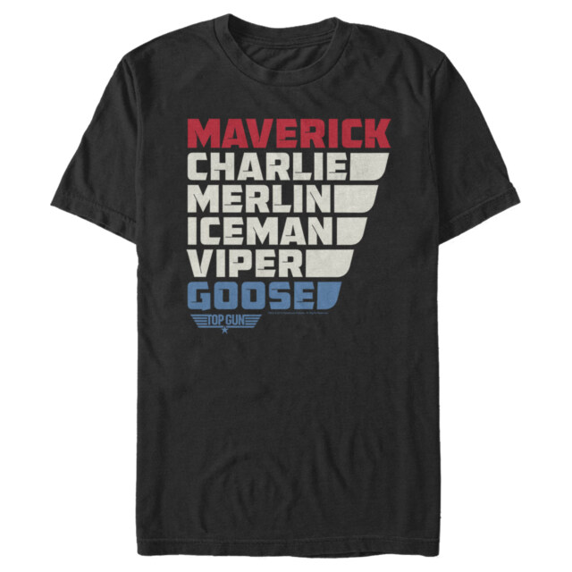 Men's Top Gun Character Name Stack  Adult T-Shirt