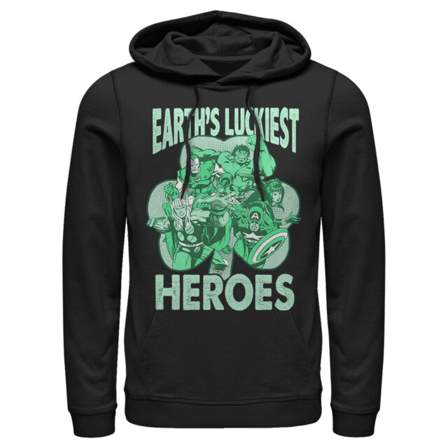 Men's Marvel St. Patrick's Day Earth's Luckiest Heroes  Adult Pull Over Hoodie