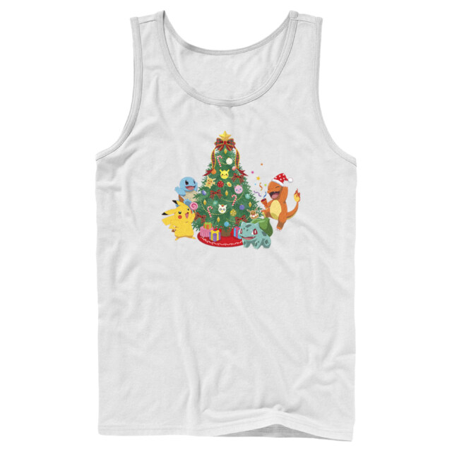 Men's Pokemon Christmas Tree Characters  Adult Tank Top