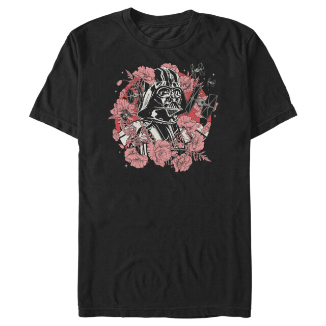 Men's Star Wars Floral Darth Vader With Tie Fighters  Adult T-Shirt