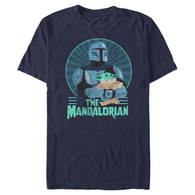 Men's Star Wars: The Mandalorian Father's Day Mando and Grogu Retro Logo  Adult T-Shirt