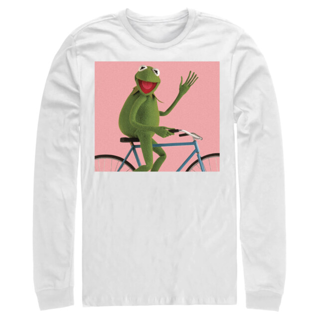 Men's The Muppets Kermit Bike Wave  Adult Long Sleeve Shirt