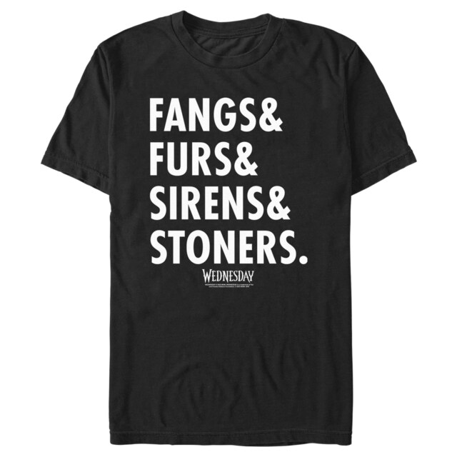 Men's Wednesday Fangs & Furs & Sirens & Stoners  Adult T-Shirt