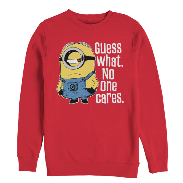 Men's Despicable Me Minion No One Cares  Adult Sweatshirt